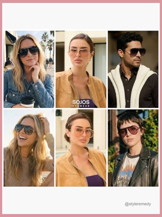 Retro Oversized Aviator Sunglasses Square Frame UV400 Protection main image 7